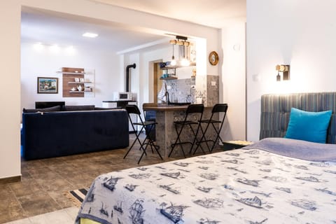 Bed, Kitchen or kitchenette, Living room, Photo of the whole room, Seating area, Dining area, Bedroom