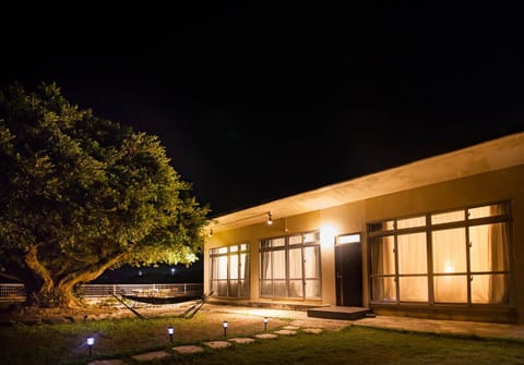 Property building, Night, Garden, Garden view