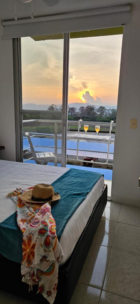 Mountain view, Swimming pool, Sunset
