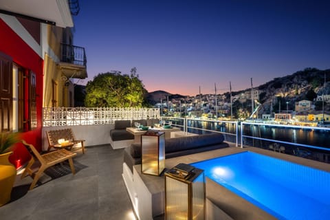 Property building, Night, Mountain view, Pool view, sunbed