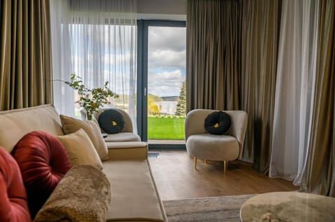 Living room, Seating area, Lake view