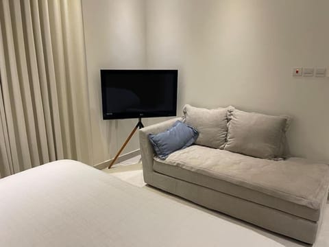 Bed, TV and multimedia, Seating area, Bedroom