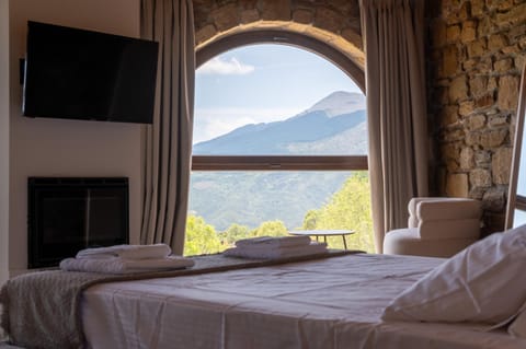 Bed, Natural landscape, TV and multimedia, Photo of the whole room, Bedroom, Mountain view, flat iron