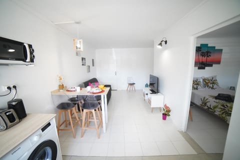Seating area, Dining area, oven, toaster, washing machine
