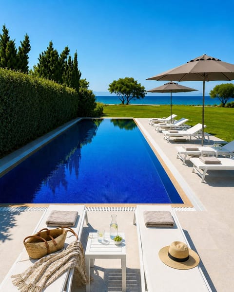Garden view, Pool view, Swimming pool, sunbed