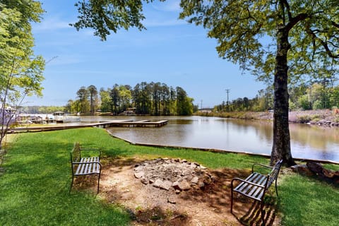 Boat Dock and Waterfront Fire Pit Lake Sinclair Gem House in Lake Sinclair
