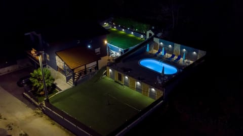Property building, Night, Bird's eye view, Pool view, Swimming pool