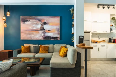 Kitchen or kitchenette, Living room, Seating area