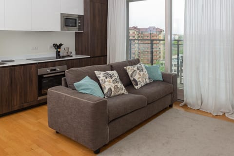 Kitchen or kitchenette, Living room, Seating area