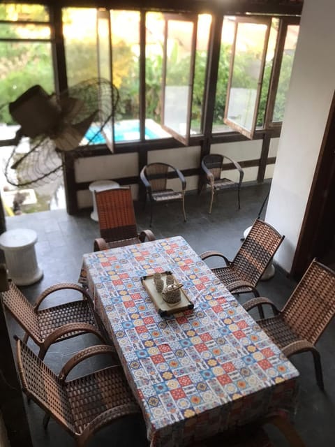 Patio, Dining area, Pool view