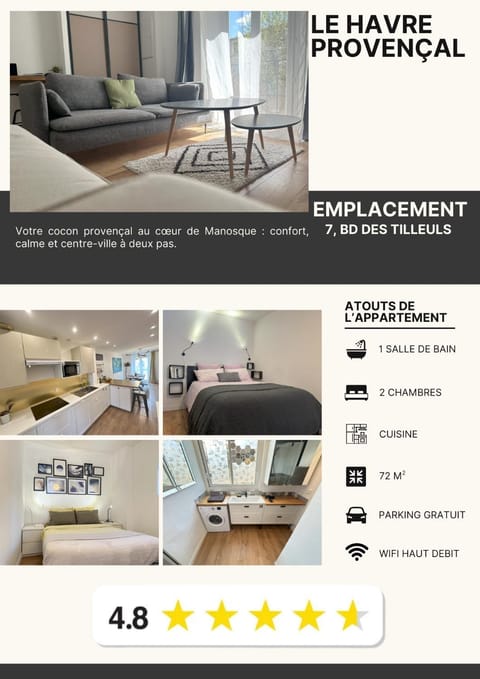 Le Havre Provençal - Parking Inclus Apartment in Manosque