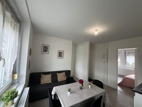 Bed, Living room, Seating area, Dining area