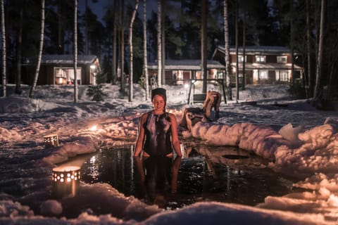 Property building, Night, People, Lake view