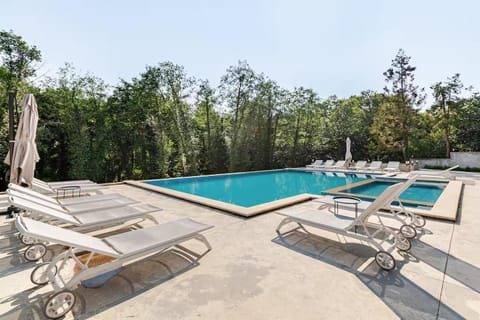 Patio, Spring, Pool view, Swimming pool, sunbed