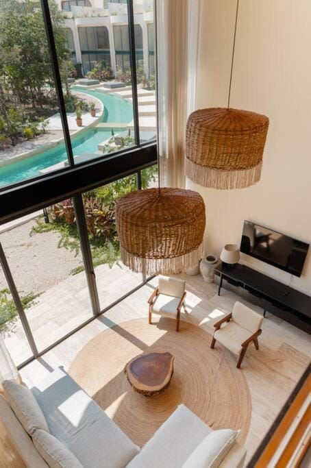 Living room, Pool view