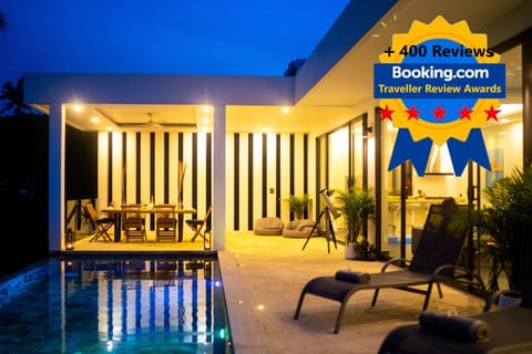 Property logo or sign, Text overlay, Pool view