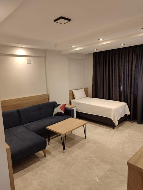 Bed, Living room, Seating area