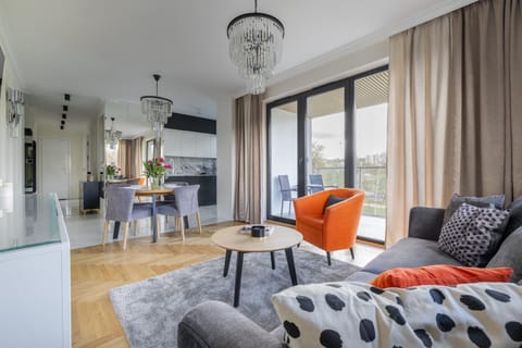 Kitchen or kitchenette, Living room, Seating area, Dining area