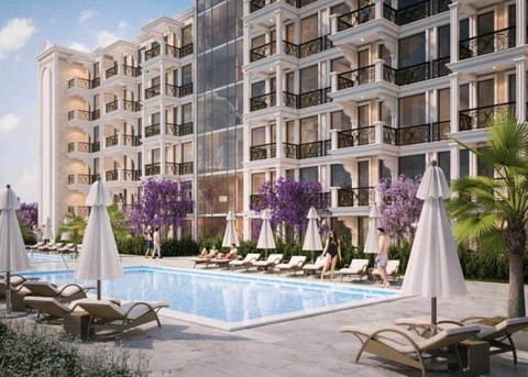 Property building, Pool view, Swimming pool, sunbed