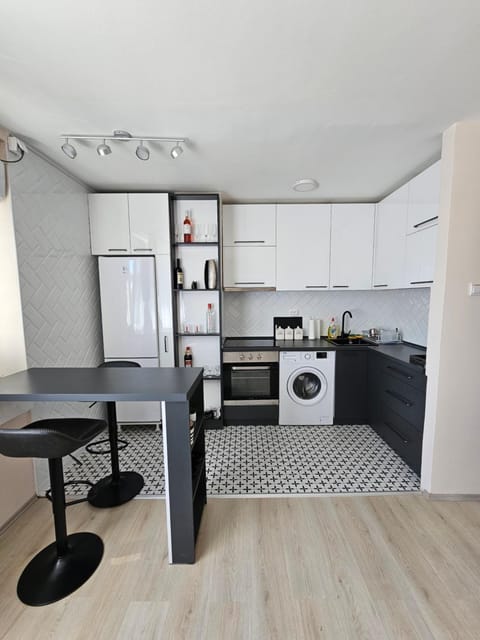 Kitchen or kitchenette, Living room, Seating area, oven