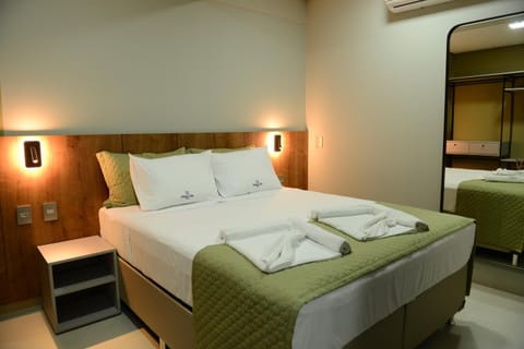 Bed, Photo of the whole room, Bedroom, towels, air conditioner