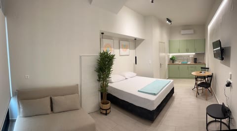 Bed, TV and multimedia, Kitchen or kitchenette, Photo of the whole room, Bedroom, air conditioner