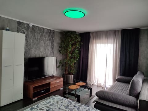Bed, TV and multimedia, Living room, Seating area, Bedroom