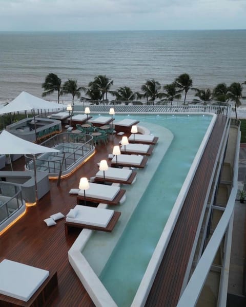 Day, Natural landscape, View (from property/room), Balcony/Terrace, Beach, Pool view, Sea view, Swimming pool, sunbed