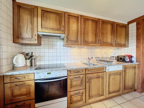 Kitchen or kitchenette, dishwasher, oven, stove