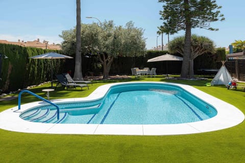 Property building, Living room, Swimming pool