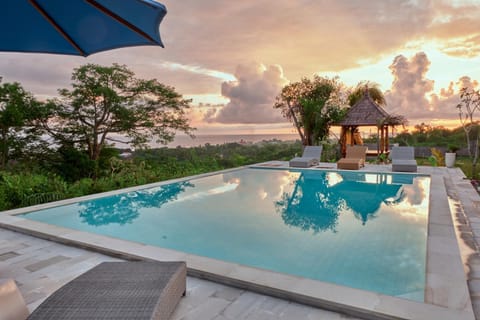 Natural landscape, Pool view, Swimming pool, Sunrise, sunbed