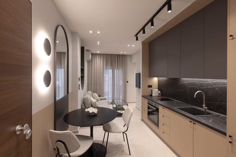 Kitchen or kitchenette, Living room, Seating area