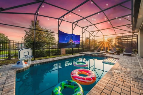 Patio, Natural landscape, Pool view, Swimming pool, Sunset, sunbed
