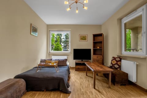 Bed, TV and multimedia, Living room, Seating area, Bedroom