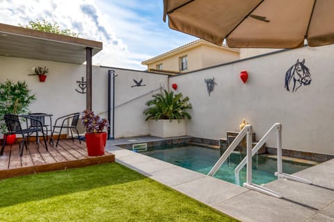 Property building, Living room, Swimming pool