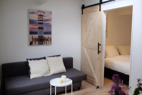 Bed, Living room, Seating area