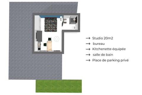 Bathroom, TV and multimedia, Coffee/tea facilities, Kitchen or kitchenette, Floor plan, Bedroom