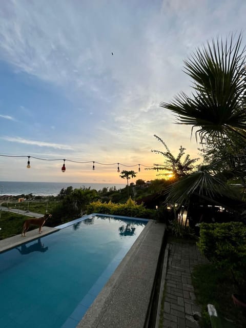 Natural landscape, Balcony/Terrace, Pool view, Sea view, Swimming pool, Sunset