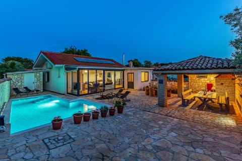Property building, Night, Swimming pool