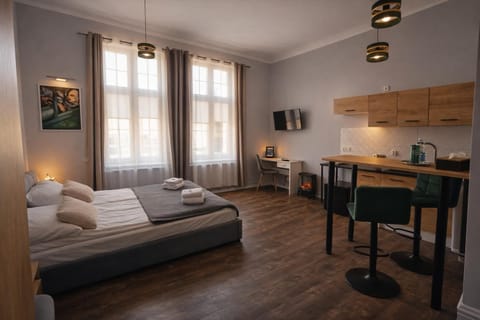 Bed, TV and multimedia, Kitchen or kitchenette, Living room, Photo of the whole room, Seating area, Dining area, Bedroom, fireplace