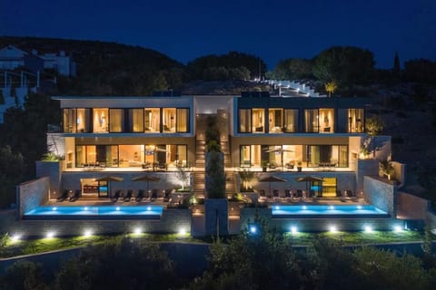 Property building, Night, Garden, Pool view, Swimming pool