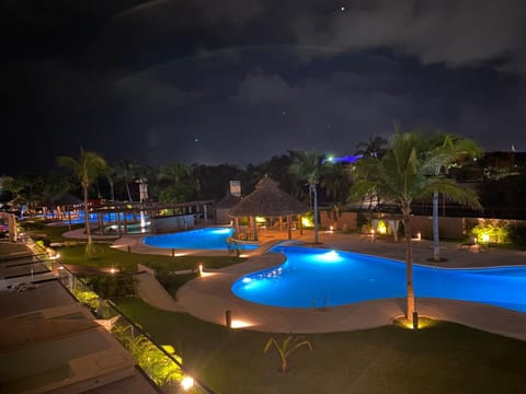 Night, Pool view, Swimming pool
