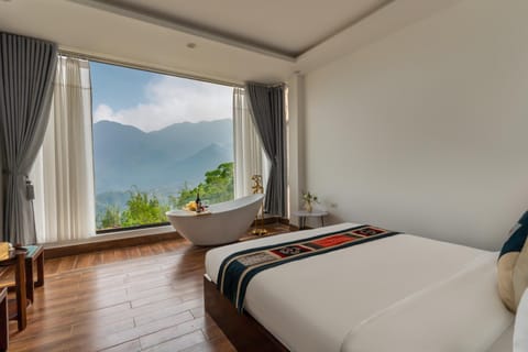 Bed, Natural landscape, Photo of the whole room, Bedroom, Mountain view