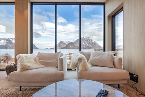 View (from property/room), Living room, Seating area, Mountain view, Sea view