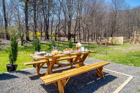 Spring, Day, Natural landscape, Garden, Dining area, Garden view, Mountain view, Mountain view