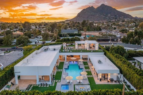 Bird's eye view, Mountain view, Pool view, Swimming pool, Sunset, sunbed