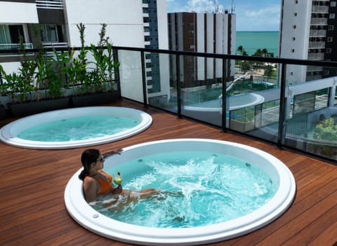 People, Hot Tub, View (from property/room), Balcony/Terrace, Pool view, Sea view, Swimming pool