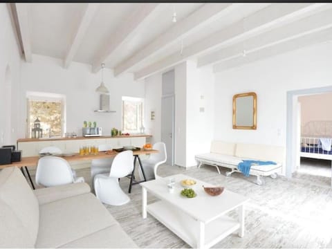 Kitchen or kitchenette, Living room, Seating area, Dining area