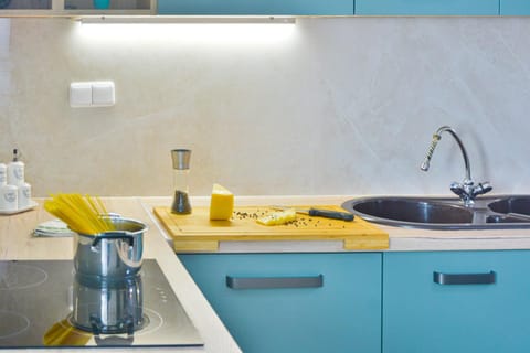 Kitchen or kitchenette, stove