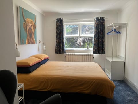 Bed, wardrobe